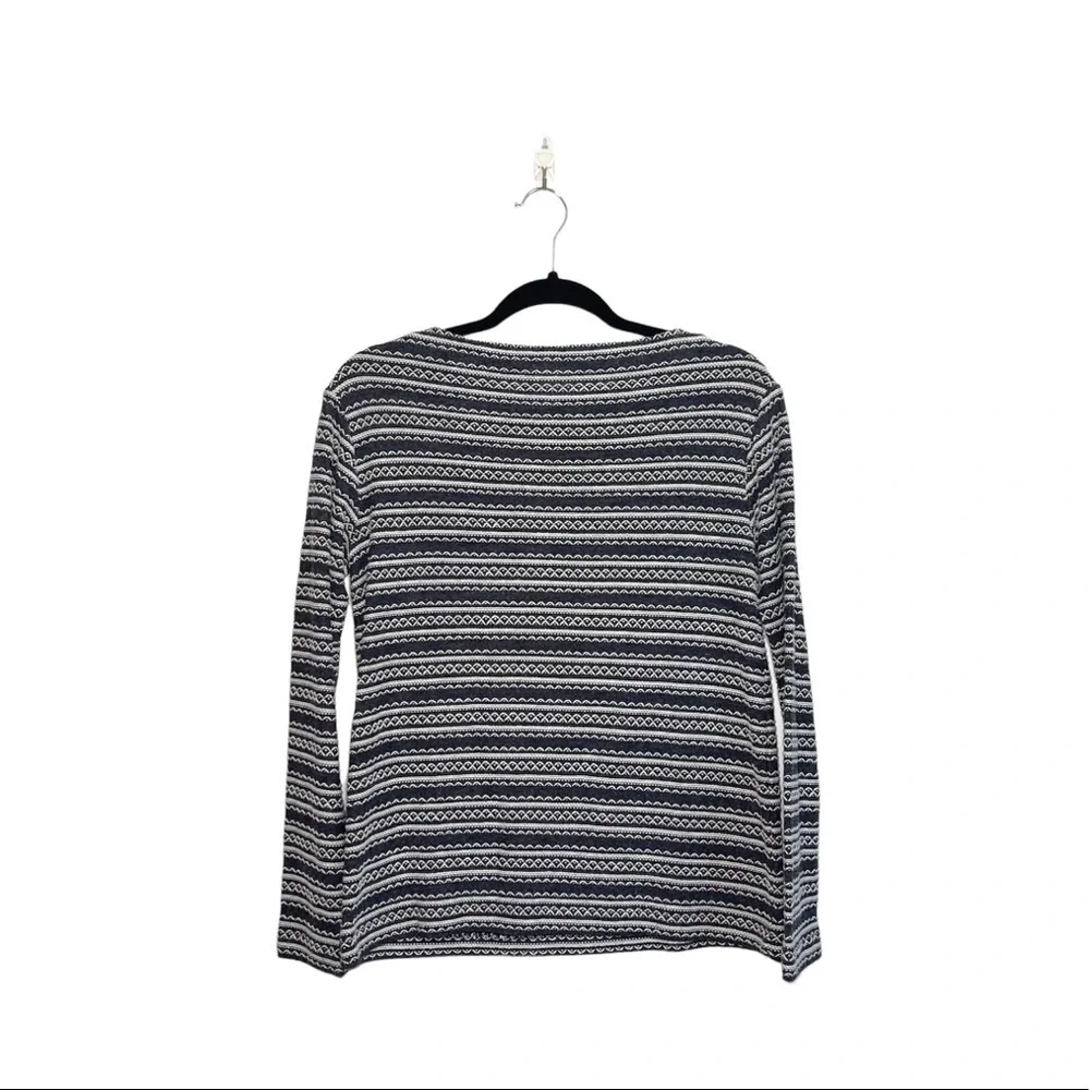 J. Jill Gray & White Embroidered Boatneck Pullover Sweater Xsmall Women’s